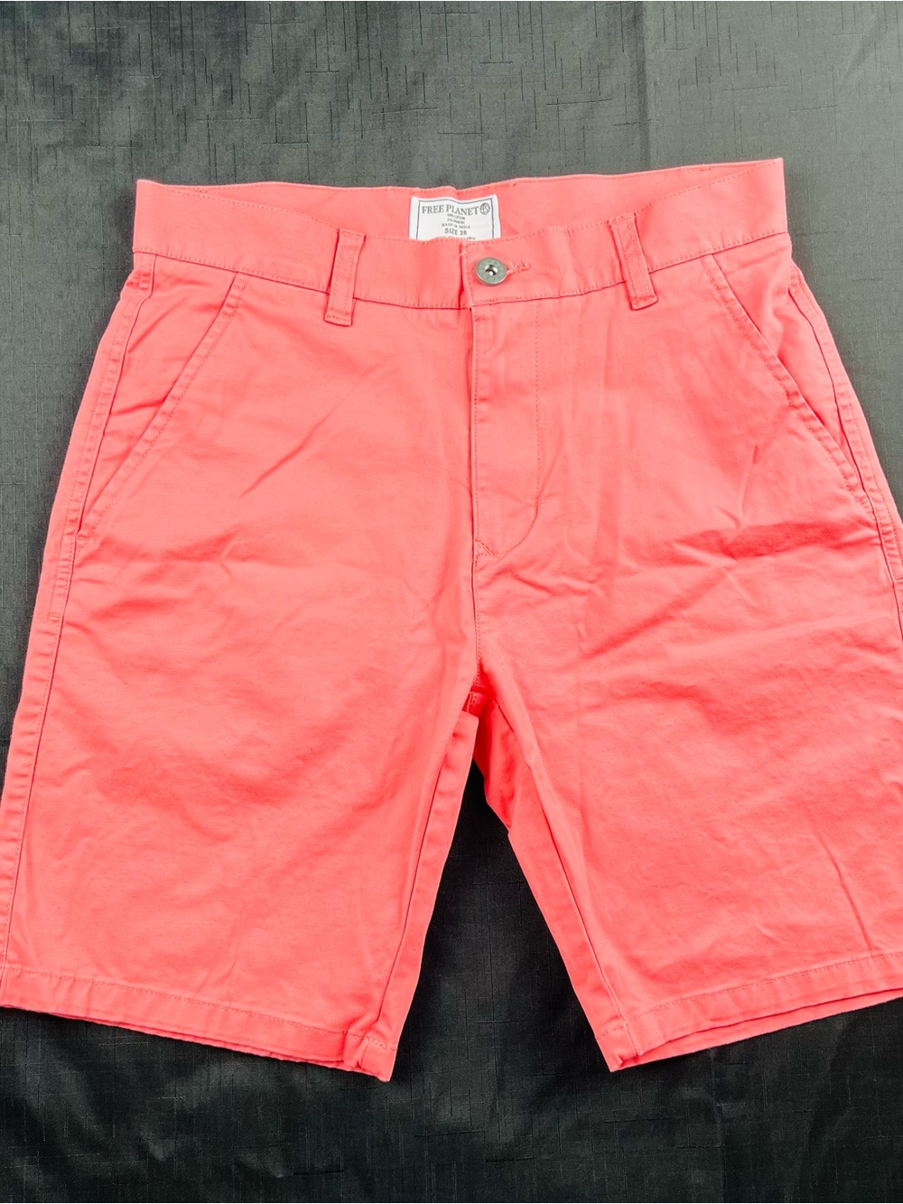 Free Planet Coral-Red Men's Flat Front Shorts